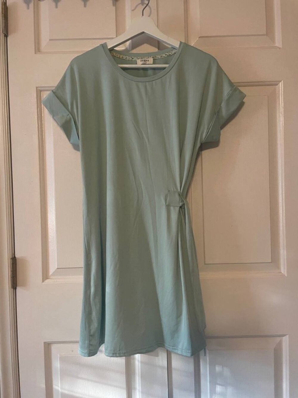 Umgee Mint Green Side Tie T-Shirt Mini Dress - Soft Girl Casual Style